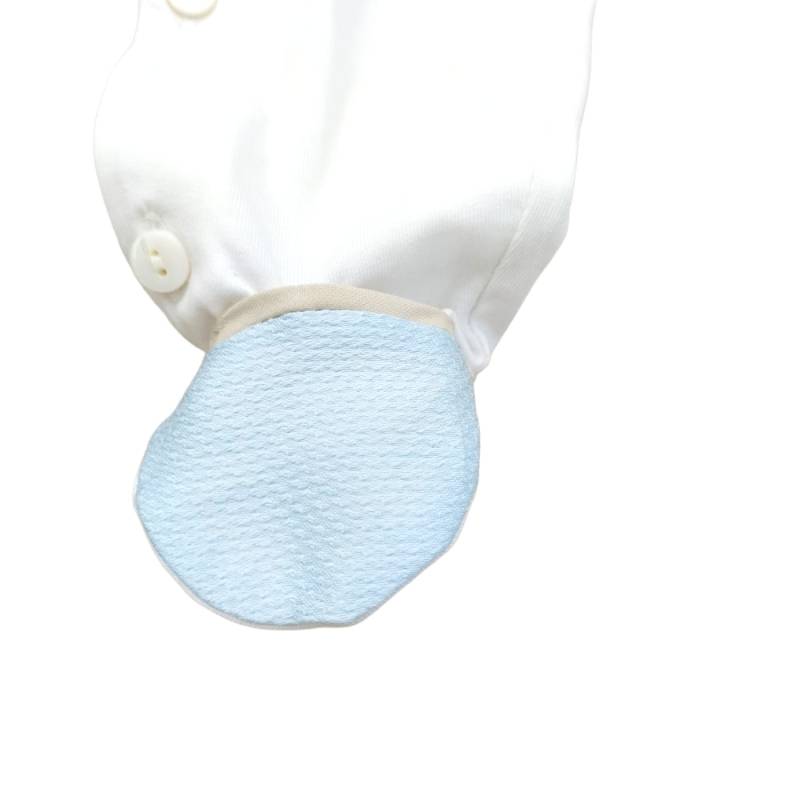 Pelele de algodón para recién nacido Minù blanco gris paloma y azul claro - 