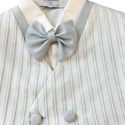 Elégant costume de baptême blanc et bleu ciel taille 30 mois - 