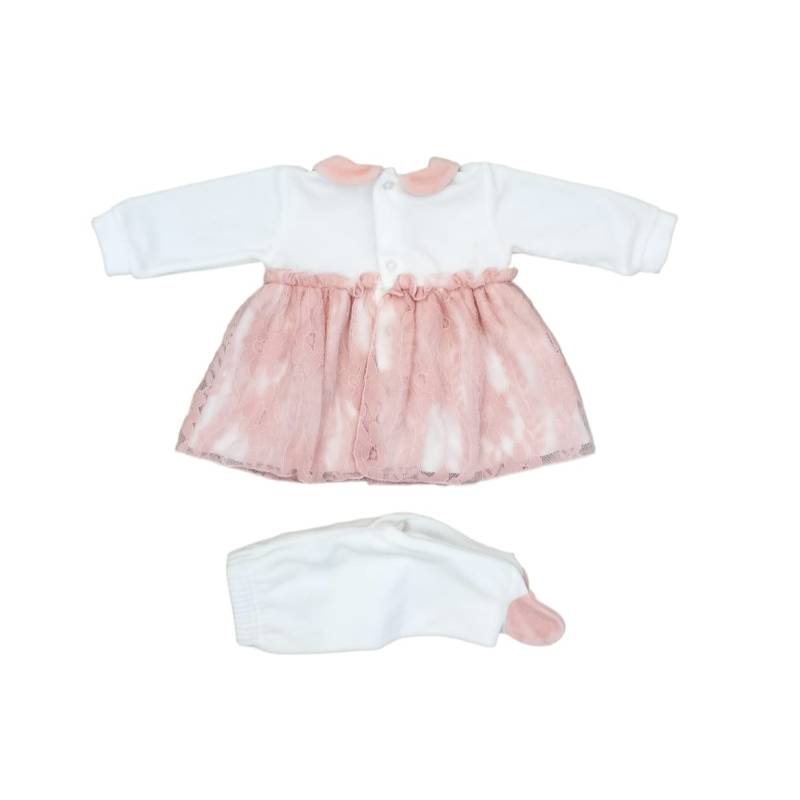 Cobertor para recién nacido 1 mes de chenilla blanca y rosa con encaje - 