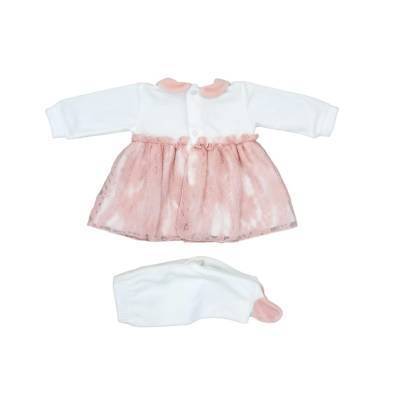 Coprifasce neonata ciniglia bianco e rosa 1 mese con merletto - 