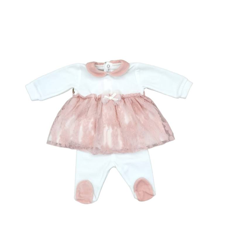 Capa de chenille branca e cor-de-rosa para recém-nascido de 1 mês com renda - 