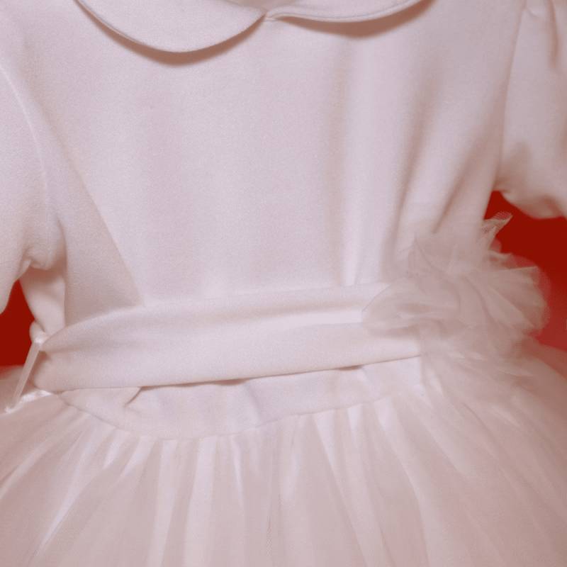 Vestitino cerimonia Battesimo bambina bianco  con  fascetta 6 mesi e 24 mesi - 