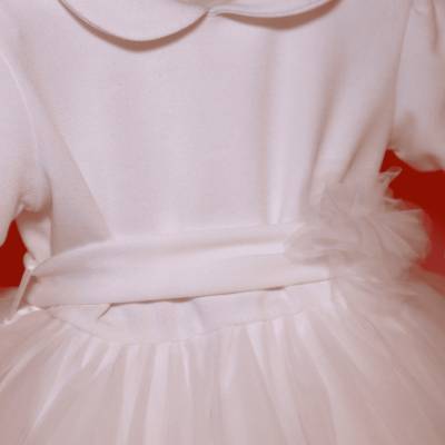 Vestitino cerimonia Battesimo bambina bianco  con  fascetta 6 mesi e 24 mesi - 