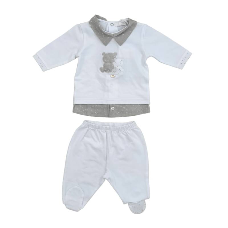 Housse bébé garçon 1 mois blanc et gris tourterelle Ninnaoh - 