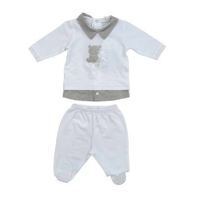 Baby Boy Cover 1 Monat weiß und taubengrau Ninnaoh - 