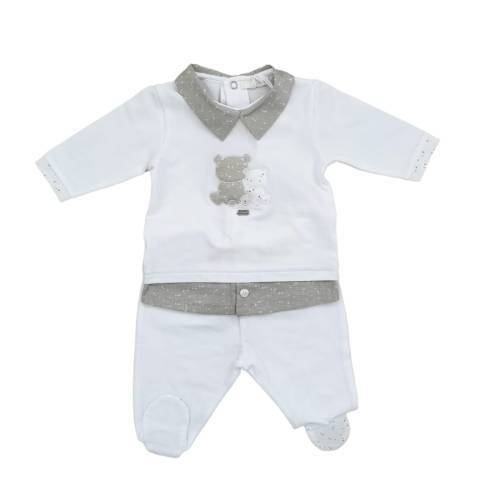 Baby Boy Cover 1 Monat weiß und taubengrau Ninnaoh - 