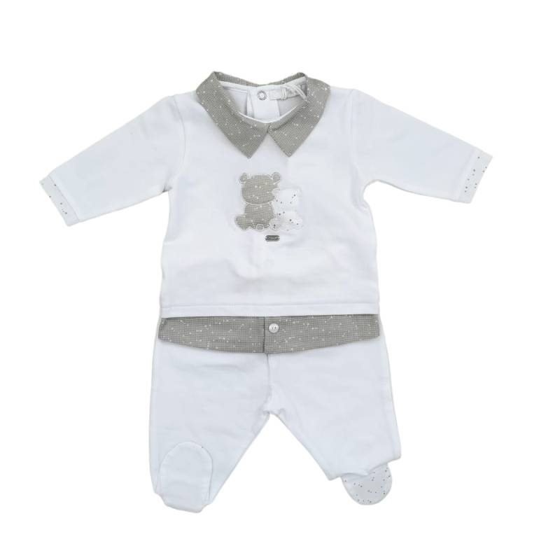 Cobertor bebé niño 1 mes blanco y gris tórtola Ninnaoh - 
