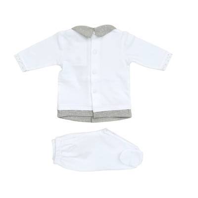 Baby Boy Cover 1 Monat weiß und taubengrau Ninnaoh - 
