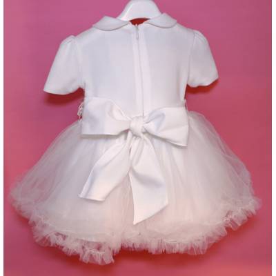Vestitino cerimonia Battesimo bambina bianco  con  fascetta 6 mesi e 24 mesi - 