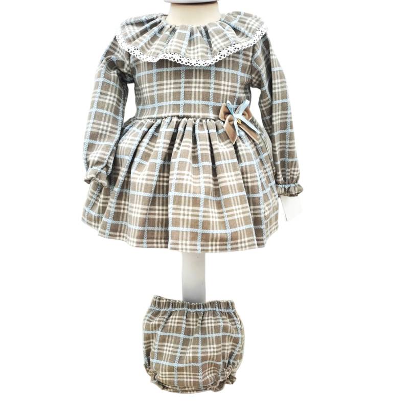 Girl's tartan dress with coulottes 3 and 12 months - 