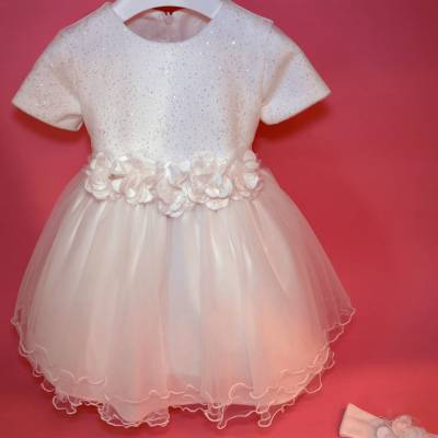 Vestido de cerimónia de batizado de menina com faixa 12 e 18 meses - 