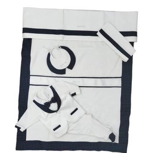 Corredino neonato Minù in ciniglia bianco e blu - 