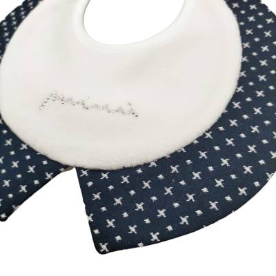 Corredino neonato Minù in ciniglia bianco e blu - 