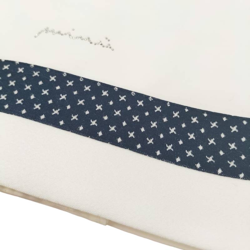 Fato de bebé recém-nascido Minù em chenille branco e azul - 