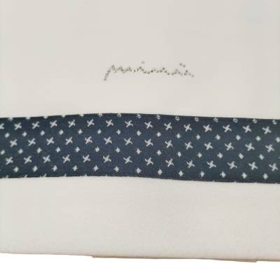 Fato de bebé recém-nascido Minù em chenille branco e azul - 