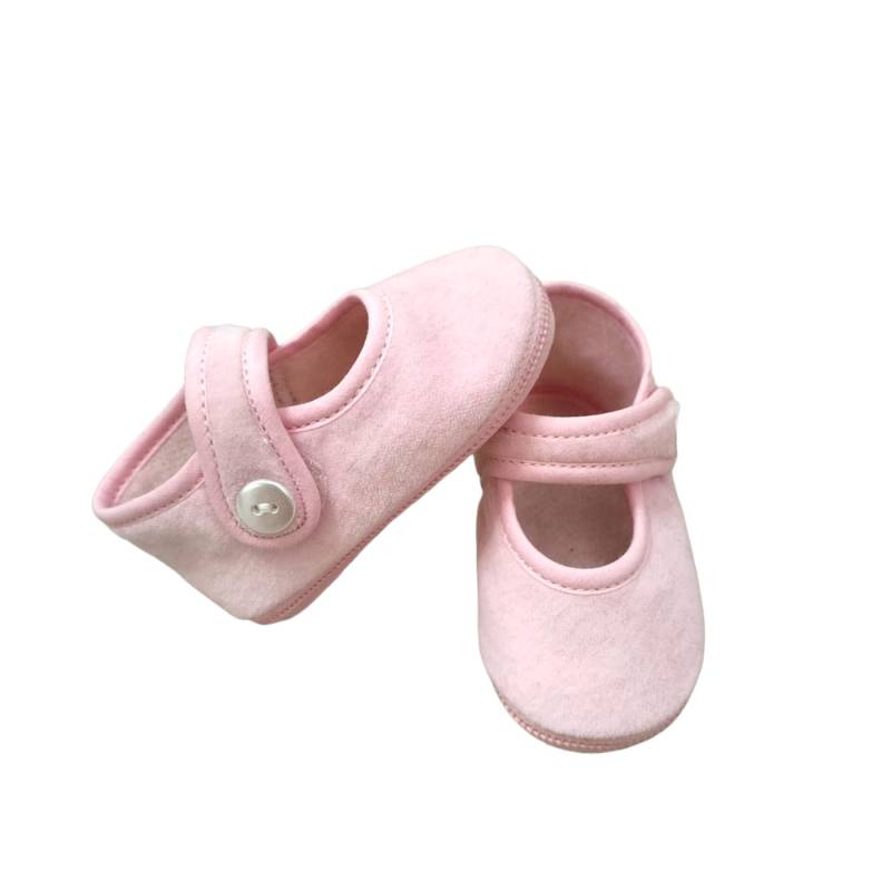 Scarpine Neonata - Scarpina da culla morbida neonata rosa in velluto misura 17 - Vendita Abbigliamento Neonato
