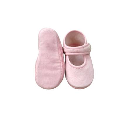 Zapato de cuna blando de terciopelo rosa para bebé talla 17 - 