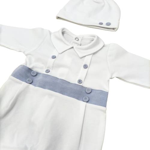 1-Monats-Baumwollschlafanzug mit Mütze -  2