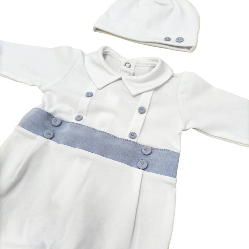Tutina neonato 1 mese in cotone con cuffia - 