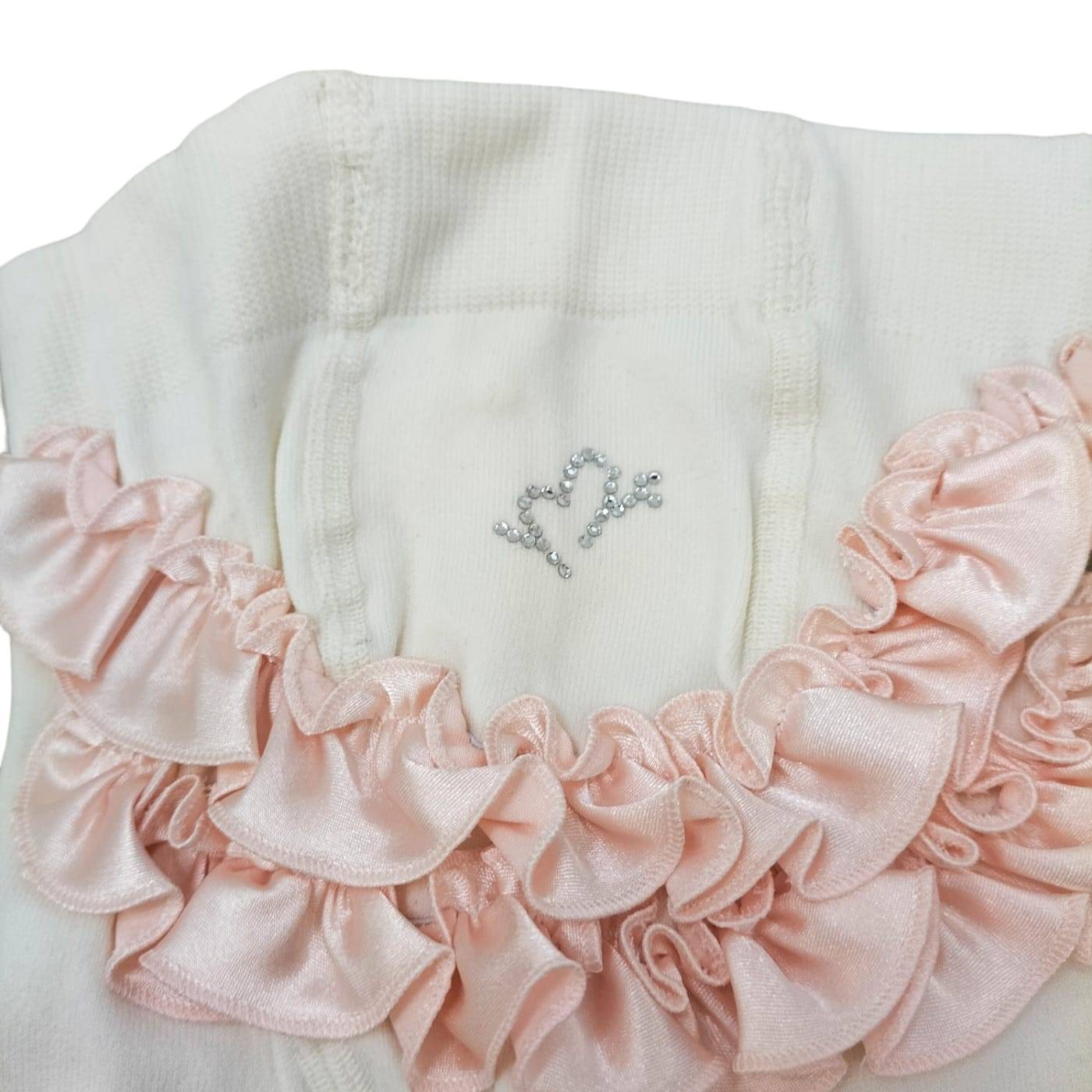 Elegantes leotardos de lycra para bebé niña 0/3 meses Minù crema y rosa