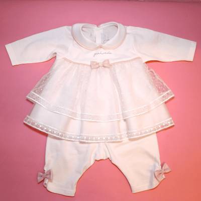 Elegante Baumwolle Baby Mädchen neugeborenen Set mit Spitze Abdeckung Größe 1 Monat Minù - 