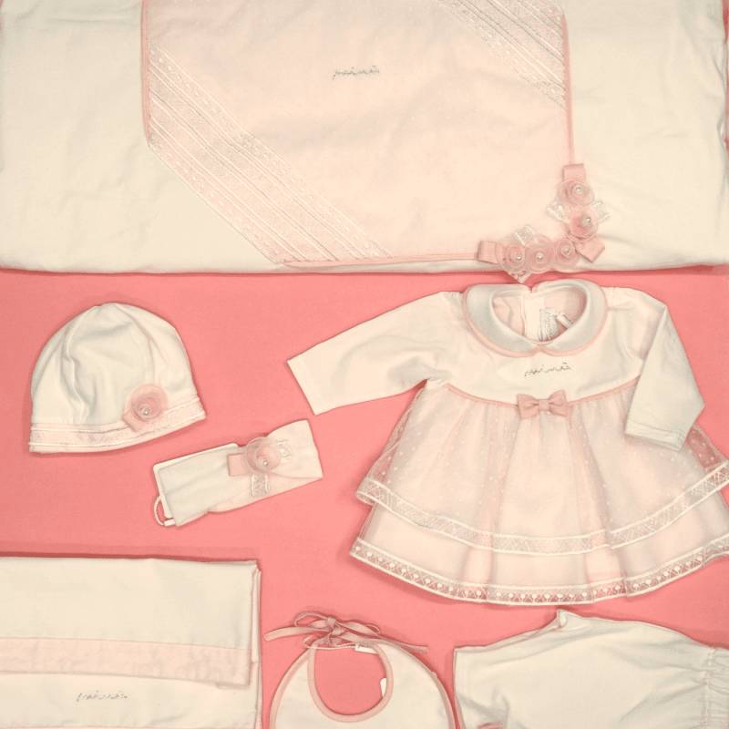 Elegant cotton baby girl newborn set with lace cover size 1 month Minù - 