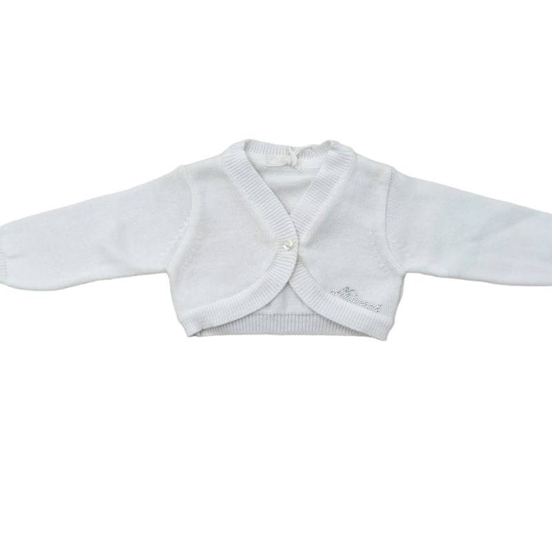 Capispalla Bambina Neonata - Scaldacuore in filo di cotone bianco neonata Ninnaoh - Vendita Abbigliamento Neonato