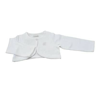 Bolero cálido de algodón para niña Barcellino blanco leche 9/12/18 meses - 