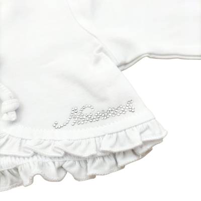 Camisola em malha de algodão 1 e 3 meses branca Ninnaoh - 