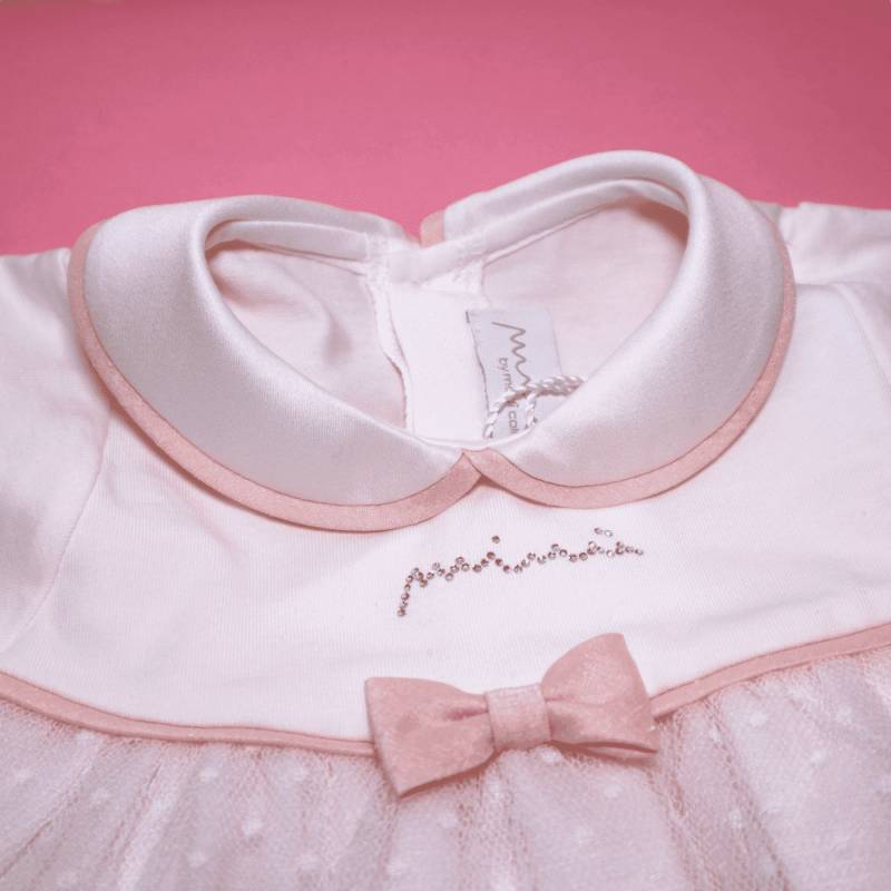 Elegante conjunto de algodón para recién nacido niña con funda de encaje talla 1 mes Minù - 