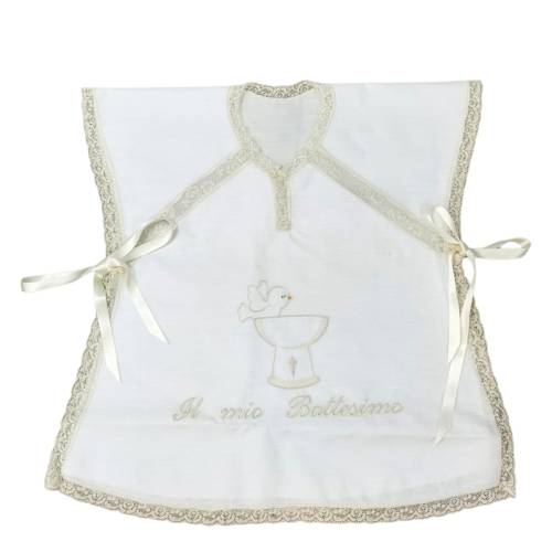 Blusa de batismo com babete e lenço - 