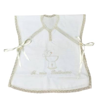 Blusa de batismo com babete e lenço - 