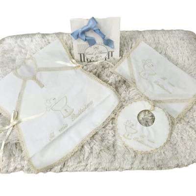 Baptismal blouse with bib and handkerchief - 
