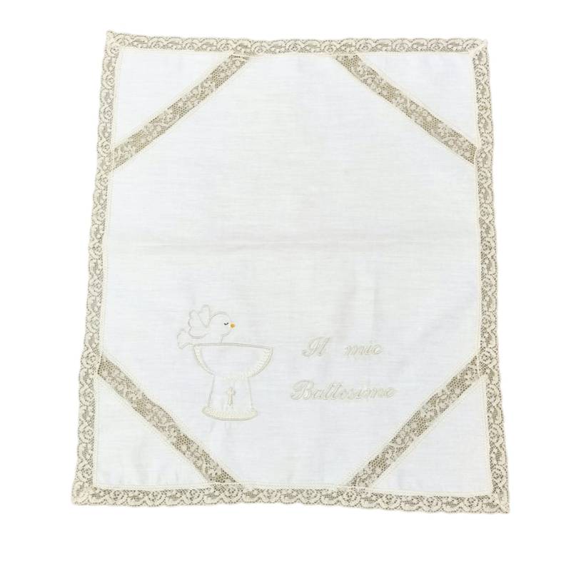 Blusa de batismo com babete e lenço - 