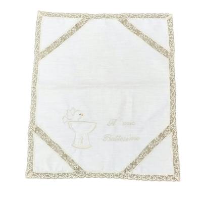 Blusa de batismo com babete e lenço - 