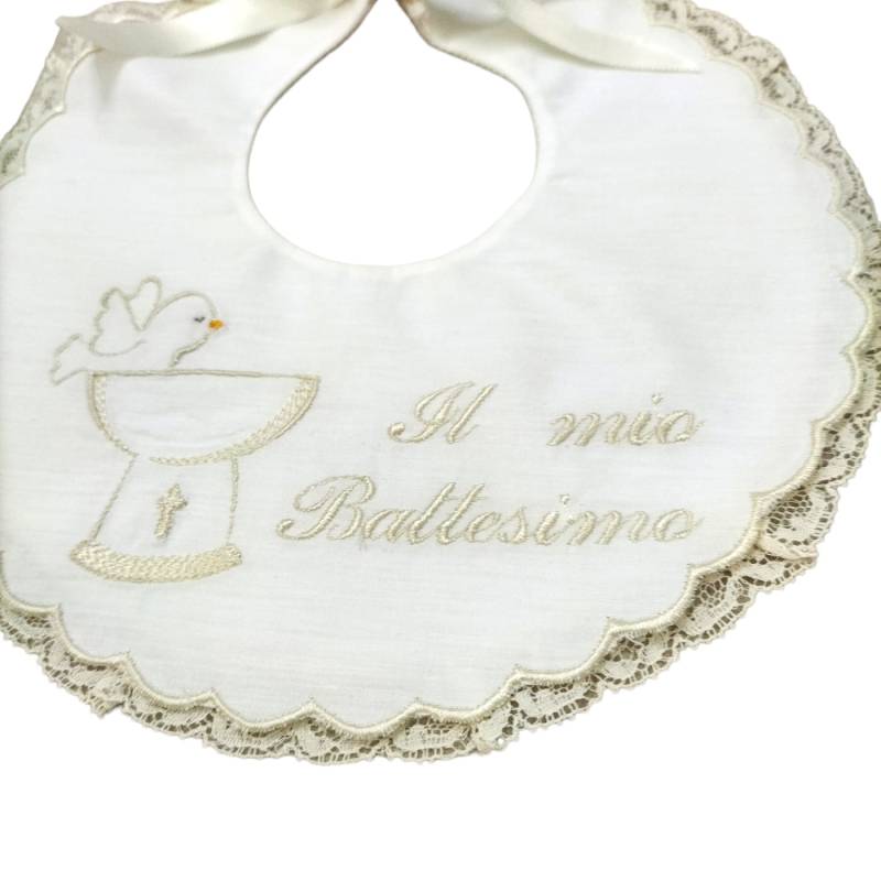 Blusa de batismo com babete e lenço - 