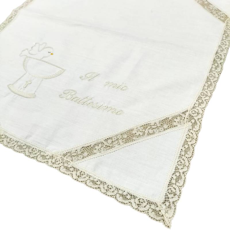 Taufbluse mit Latz und Taschentuch - 