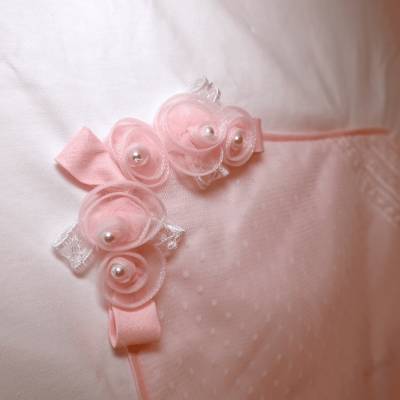 Coordinato nascita in cotone bambina elegante con merletto coprifasce misura 1 mese Minù - 