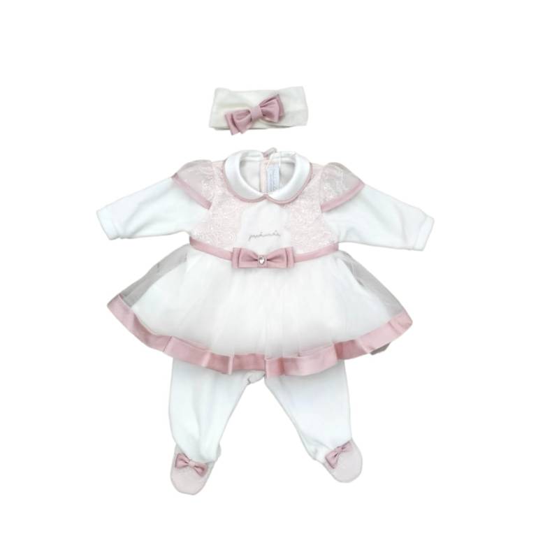 Capa elegante de chenille para recém-nascido Minù 1 mês com faixa - 