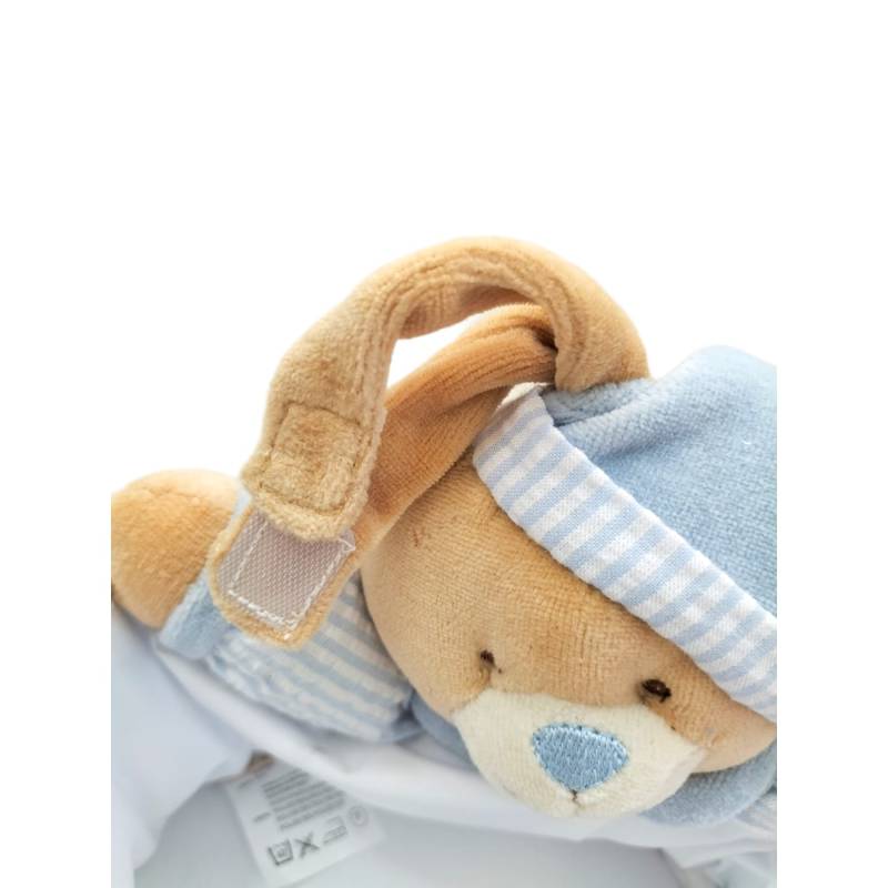 Cesto de bebé bordado revestido a plástico com ursinho de peluche - 