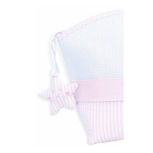 Bolso de mano bordable en punto de cruz rosa bebé - 