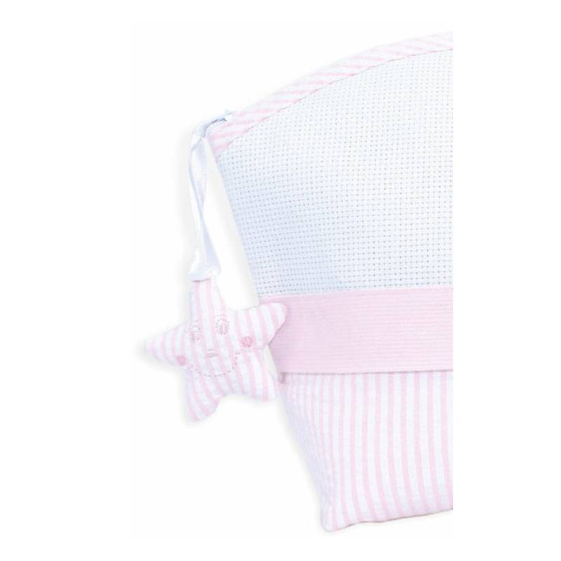 Pochette neonata portaoggetti rosa ricamabile a punto croce - 