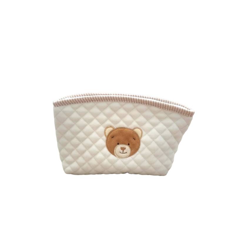 Pochette porta tutto neonato neonata panna con orsetto - 