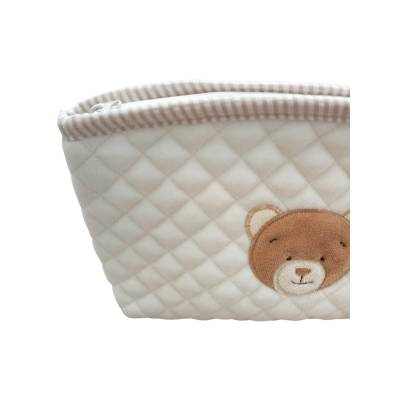 Cream newborn baby everything pouch with teddy bear - 