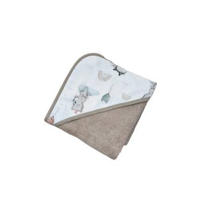 Accappatoio neonato tortora in spugna di cotone unisex - 