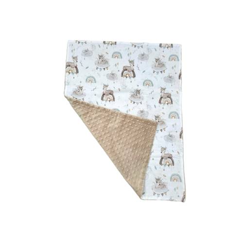 Doppelseitige Unisex-Decke aus Minky und Baumwolle - 