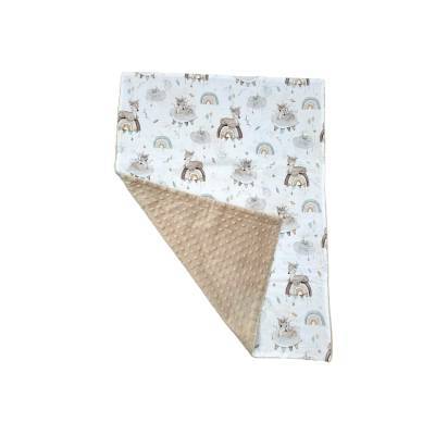 Couverture unisexe en coton et minky double face - 