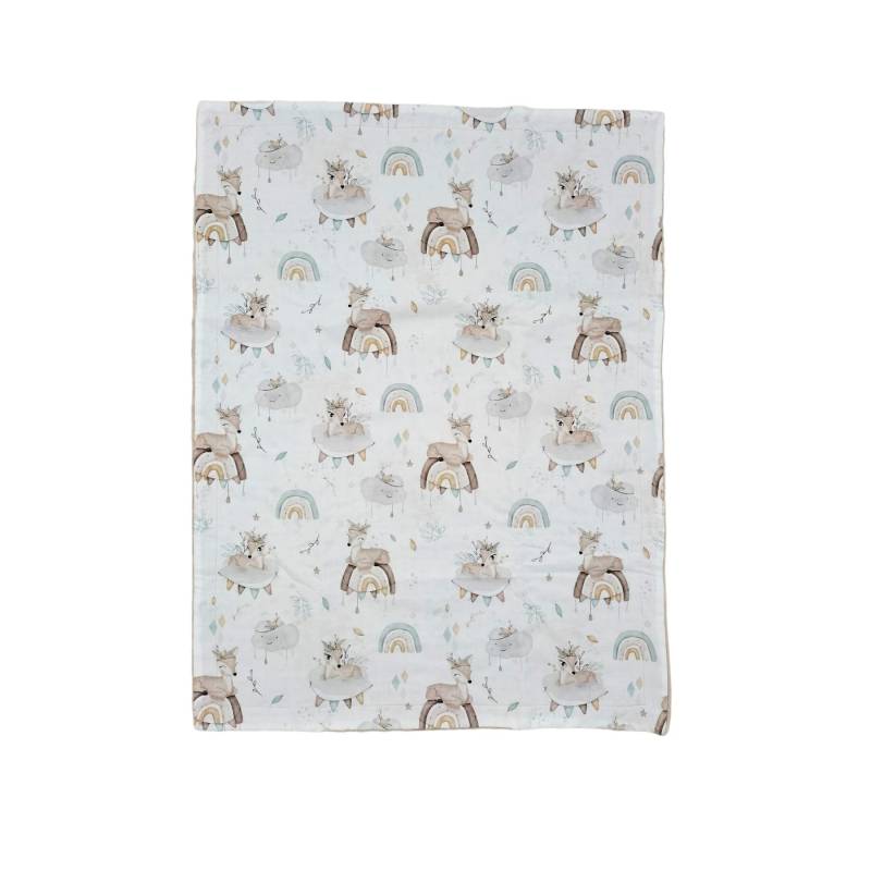 Doppelseitige Unisex-Decke aus Minky und Baumwolle - 