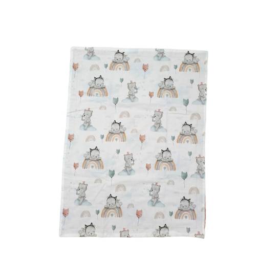 Neutral patterned terry and cotton blanket -  2