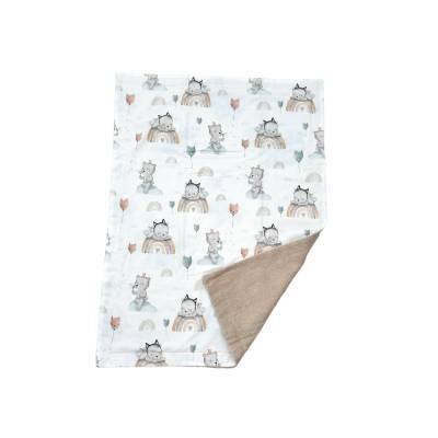Neutral gemusterte Decke aus Frottee und Baumwolle - 